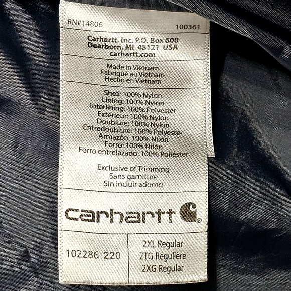 Carhartt Cordura Nylon Gilliam Men’s Insulated Puffer Vest – Size 2XL - Picture 5 of 12